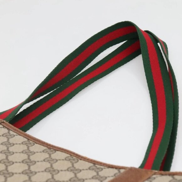 GUCCI GG Supreme Web Sherry Line Tote Bag PVC Beige - Picture 8 of 16